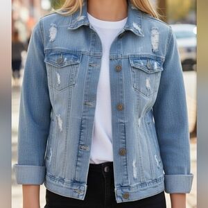 Ci Sono Light Blue Distressed Jean Jacket